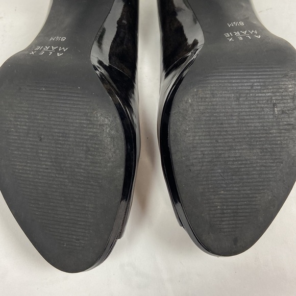 Alex Marie Cashmere Pansy Grey Patent Leather Stiletto Peep Toe Heel Pumps - Picture 11 of 16